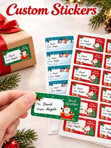 Customized Christmas Stickers, Personalized "To/From" Gift Labels, Christmas Gift Wrapping Customized Name Labels, Party Favors, Personalized Christmas Gifts, DIY Holiday Gift Wrapping Stickers, Christmas Party Accessories, Holiday Party Supplies - Multicolor - View 1