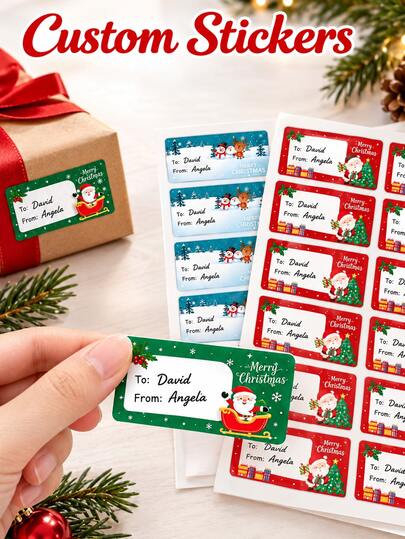Customized Christmas Stickers, Personalized "To/From" Gift Labels, Christmas Gift Wrapping Customized Name Labels, Party Favors, Personalized Christmas Gifts, DIY Holiday Gift Wrapping Stickers, Christmas Party Accessories, Holiday Party Supplies