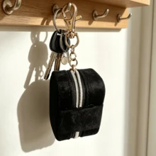 3pcs Portable Velvet Mini Jewelry Box Zipper Small Jewelry Storage Box Travel Ring Earring Necklace Organizer Pouch For Delicate Jewelry Care; Compact Luxury Keychain For Worry-Free Carrying - Multicolor - View 4