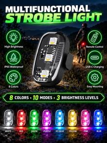 XF.Meraki 2/4pcs Motorcycle RGB LED Light Strip With Remote Control, 150mah, USB Powered Multi-Color Chassis Ambient Light Kit, Color Changing Decorative Lighting For Night Riding, Motorcycle Engine, Frame And Body Decoration - A - View 1