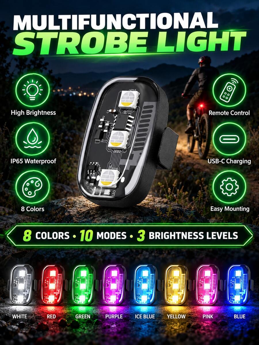 XF.Meraki 2/4pcs Motorcycle RGB LED Light Strip With Remote Control, 150mah, USB Powered Multi-Color Chassis Ambient Light Kit, Color Changing Decorative Lighting For Night Riding, Motorcycle Engine, Frame And Body Decoration - A - View 1