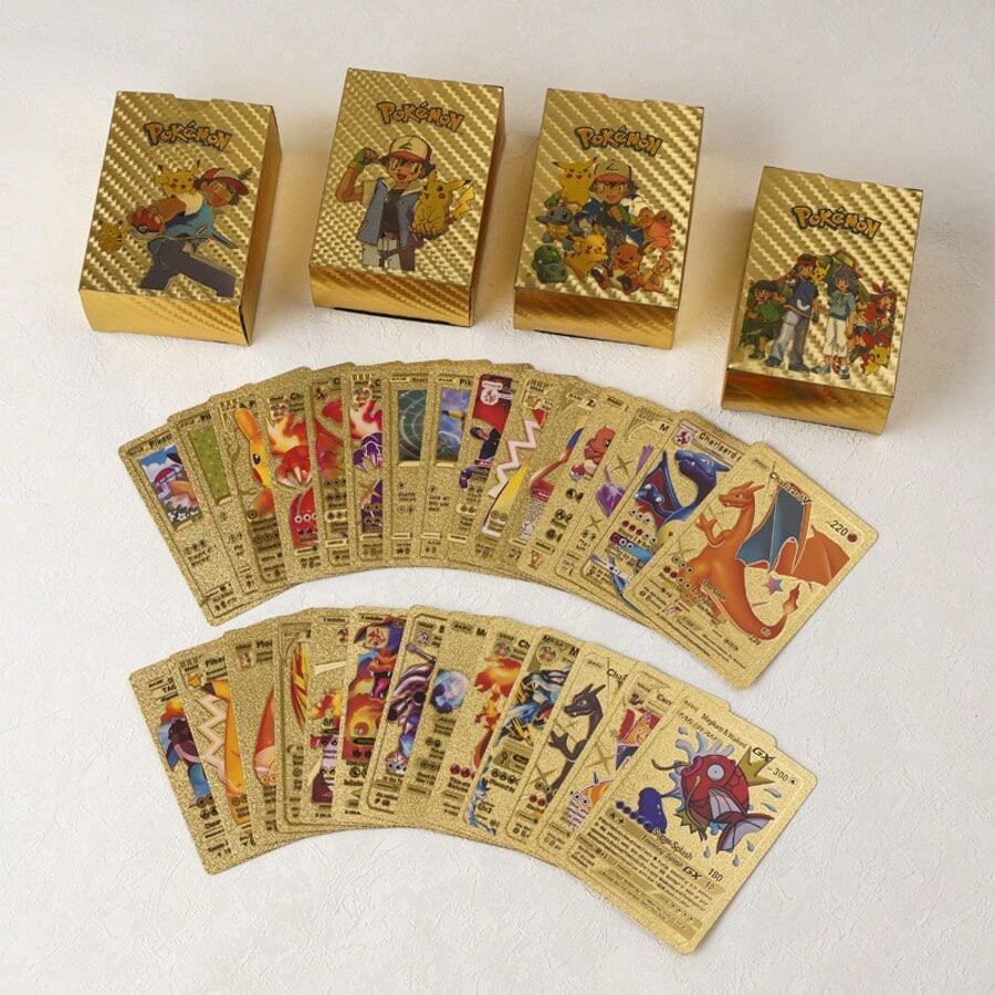 Panini 55pcs Anime Gold Foil Card Box - & Ash Character Collection Rare Trading Cards For Collectors, Birthday Gifts | Shiny Black & Silver Foil Card Set, Perfect Gift For Collectors - Multi-color - View 1