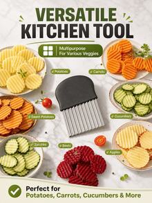 SMEGGEMS 1pc Multi-Function Kitchen Knife, Patterned Blade, Potato Cutter, Wolf Tooth Potato Slicer, Wavy Potato Slicer, French Fries Cutter, Multi-Function Vegetable Slicer, Potato Slicer, Slicing Knife - View 9