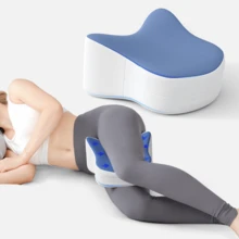 1pc Ergonomic Memory Foam Leg Pillow, Contoured To Leg Curve, Side Sleeping Leg Support Pillow, Removable Washable Pillowcase, Home Rest Bedroom Sofa Multi-Scenario Sleep Pillow - Blue and White - View 3