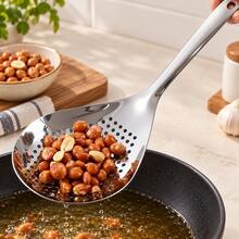 2pcs Stainless Steel Slotted Spoon Set, Large & Small Long Handle Skimmer Spoons With Hanging Holes, Kitchen Strainers For Noodles, Dumplings & Frying - Multicolor - View 4