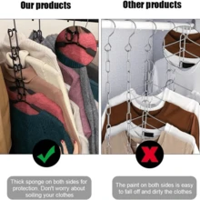 1pc Heavy-Duty Space-Saving Clothes Hanger - Multi-Layer Metal Garment Organizer With Non-Slip Foam Pads, Sturdy Closet Hanger - View 4