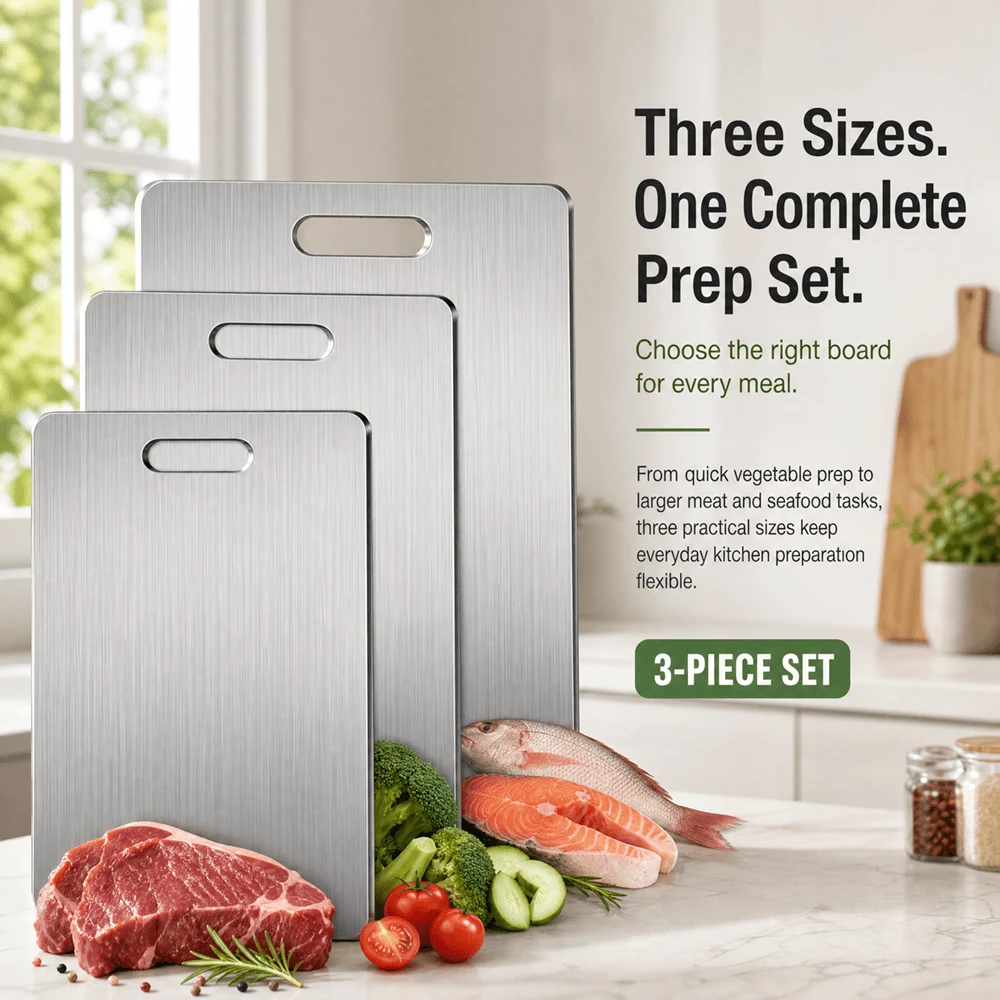 1pc/2pcs/3pcs/Stainless Steel Cutting Board, Kitchen Cutting Board, Dishwasher Metal Cutting Board, Set Kitchen Meat, Fruit, Vegetable Cutting Board, Mother's Day, Valentine's Day, Durable