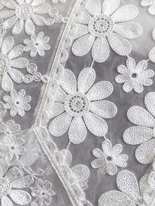HXARTMIS 1PC Romantic White Daisy Lace Table Runner, Hollow Embroidery Semi-Transparent Mesh Table Runner, White Wavy Edge Table Decor, Suitable For Bridal Shower, Daily Home Decor And Holiday Decoration - White - View 6
