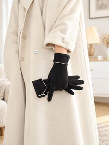 Women's Winter Touchscreen Gloves, Warm Thick Lining Full Finger Gloves With Button Cuffs, Elegant Cold Weather Hand Accessory, Suitable For Driving, Commuting, Office, Shopping And Outdoor Daily Wear, Autumn/Winter Fashion Accessory, Christmas Gift - Multicolor - View 12