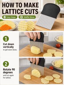 SMEGGEMS 1pc Multi-Function Kitchen Knife, Patterned Blade, Potato Cutter, Wolf Tooth Potato Slicer, Wavy Potato Slicer, French Fries Cutter, Multi-Function Vegetable Slicer, Potato Slicer, Slicing Knife - View 10