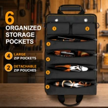 TKIGZNW A006 Roller Hardware Handbag 1 Unit Polyester Cloth Multi Compartment Tool Carrier With Detachable Small Storage Pouches - Black - View 4