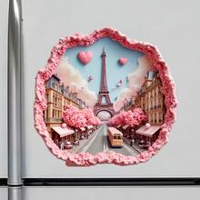 Paris Eiffel Tower Fridge Magnet, A Pink Blossom Boulevard For Romantic Kitchen Daydreams For All Metal Surfaces Throughout The Home - A - View 2
