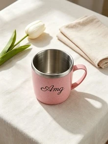 1pc Personalized Custom Small Water Cup, Customizable Text Name, 304 Stainless Steel Material, With Handle Anti-Scald Drinking Cup, Suitable For Daily Use, PP Shell Lightweight, Multiple Fresh Color Options, Home Dormitory Drinking Mug - Multicolor - View 4