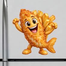 Glatt Fish and Chips-kylskåpsmagnet, ett kustnära middagsminne för brittiskt inspirerade köksögonblick, för alla metallytor i hela hemmet - A - Visa 2