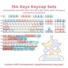Set Keycap Mekanik Gaming ESports Kustom Meow-Ning Dye-Sublimation PBT Material OEM Profile Circus 154 Keys MOA Height - View 8