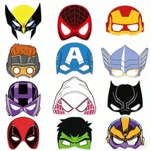 12pcs Superhero Party Mask Set, Avengers Masks, Birthday Party Gifts, Cosplay Props - Multicolor - View 1