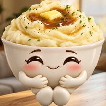 Smiling Mashed Potatoes And Gravy Fridge Magnet, A Comfort Food Story For Warm Family Kitchen Moments For All Metal Surfaces Throughout The Home - A - View 1