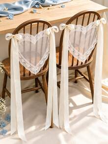 Personalized Just Married Signs For Chairs - Bride & Groom Wedding Reception Decor, Heart Lace Chair Sign, Sweetheart Table Sign Decor - Multi-color Heart Lace Seat Tag - View 13