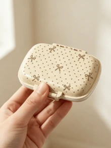 Cute Bow Polka Dot Portable Storage Box, Wheat Straw Multi-Compartment Pill Box, Reusable Pocket-Sized Daily Medicine Organizer, Travel Jewelry Storage Box, Can Hold Earrings, Rings And Small Accessories, Lightweight Mini Container, Suitable For Halloween, Thanksgiving, Christmas, Holiday Gifts, Home And Travel Use - Multicolor - View 9