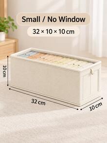 1pc Large Storage Basket | Fabric Wardrobe Organizer Box With Transparent Window, For Organizing | Foldable With Lid Home Storage, Beige, Grey Decor, Holiday Decor, Room Decor, Home Decor, Bedroom Decor - Multicolor - View 30