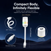 Lampu Malam Proyektor Langit Berbintang 2-in-1, Termasuk 13/24 Slide Proyeksi yang Dapat Diganti, Kecerahan yang Dapat Diatur, Desain Berputar 360°, Lampu Dekoratif RGB Bertenaga USB, Cocok untuk Mobil, Kamar Tidur, dan Ruang Tamu - putih - View 6