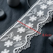 1/3 Yards Vintage Floral Embroidered Lace Trim, Scalloped Edge Lace Ribbon With Star, Heart & Flower Patterns, Decorative Mesh Lace For DIY Sewing, Clothing, Dresses, Skirts, Cuffs, Collars, Wedding Decor, Craft Projects & Home Decoration - Multicolor - View 11