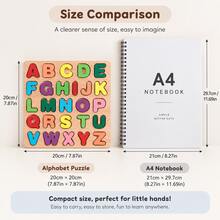 4-In-1 Kids Educational Wooden Puzzle Board - Numbers, Letters And Shapes Learning Toy - Early Childhood Development Montessori Activity Set - Multicolor - View 12