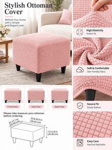 1pc Solid Color Fleece Stool Cover, Removable & Washable Footstool Protector, Suitable For Living Room, Bedroom, Kitchen, Patio, Garden And Multiple Occasions, Single Piece Not Set - Baby Pink - View 4