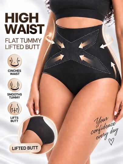 FLARIXA Women's High Waist Double Layer Tummy Control Shaping Panties, Halloween Costume Matching, Seamless Shaping Underwear