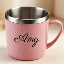 1pc Personalized Custom Small Water Cup, Customizable Text Name, 304 Stainless Steel Material, With Handle Anti-Scald Drinking Cup, Suitable For Daily Use, PP Shell Lightweight, Multiple Fresh Color Options, Home Dormitory Drinking Mug - Multicolor - View 10