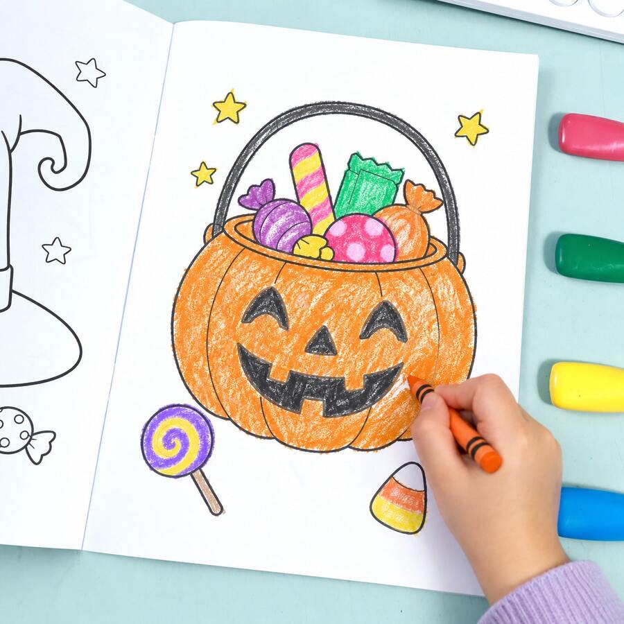 Halloween Cute Style Children's Coloring Book Ghost Black Cat Pumpkin Holiday Theme Coloring Picture Book Kids Leisure Doodle Painting Practice Notebook Back To School Learning Supplies Student Holiday Gift