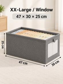 1pc Large Storage Basket | Fabric Wardrobe Organizer Box With Transparent Window, For Organizing | Foldable With Lid Home Storage, Beige, Grey Decor, Holiday Decor, Room Decor, Home Decor, Bedroom Decor - Multicolor - View 29