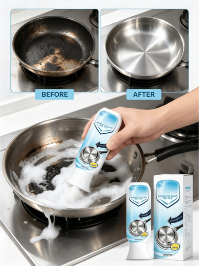 Kitchen Pot Bottom Black Grime Cleaning Paste, Powerful Stain Removal Easy To Apply, Suitable For Home Kitchen Deep Cleaning, Minimalist Fresh Squeeze Tube Design, Fine Paste With Strong Adhesion, Easily Dissolves Burnt Residue And Oil Film On Pot Bottoms, Brightens Stainless Steel Cookware, Suitable For Year-End Home Cleaning, Holiday Home Refresh, Daily Kitchen Deep Cleaning And Maintenance, Effortless Wiping Without Heavy Scrubbing, Can Handle Stubborn Stains On Stovetops And Kitchen Utensils, Helps You Easily Remove Old Pot Grime, Restores Old Pots To Shiny Texture, Improves Home Cleaning Efficiency, Practical Cleaning Product For Household Chores