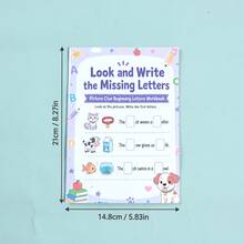 Children's Picture-Based Letter Completion English Practice Book, Toddler English Vocabulary Enlightenment Early Education Educational Workbook, Back To School Learning Supplies, Holiday Student Learning Gift - Multicolor - View 10