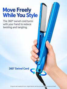 Blue Flat Iron Hair Straightener And Hair Curling Iron For Hair, Hair Curler For Hair And Hair Curlers, Curling Hair Tool And Hair Tools For Styling, Hair Salon Equipment And Hairstylist Essentials, Hair Curl And Curls For Curly Styles And Hair Care - Royal Blue - View 4