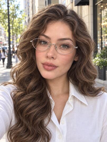 1pc Women's Cat Eye Gold Wire Narrow Frame Plain Lens Glasses, Vintage Elegant Daily Accessory, Lightweight Durable Anti-Fatigue Transparent Lens Computer Glasses