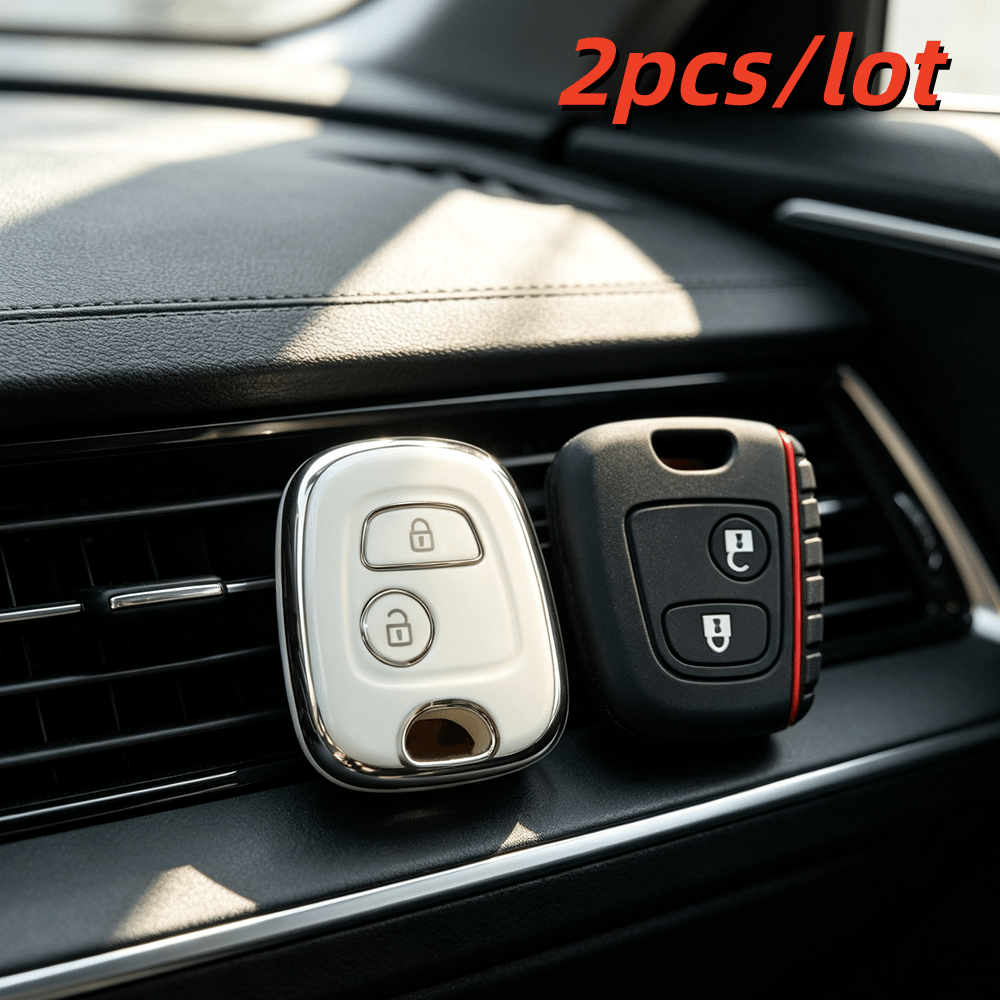 2件裝 Peugeot 106、206、107、207、306、307、406、407 遙控車鑰匙保護套，適用於 C1、C2、C3、C4、C5 的鑰匙遙控器保護套，柔軟耐用 - 彩色 - 查看 4