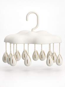 Multifunctional Windproof Hanging Drying Rack – Cute Cloud Design. Suitable For Drying Socks, Underwear, Towels, And More; Features A Drill-Free, Space-Saving Design That Is Easy To Store-An Ideal Choice For The Back-To-School Season. - Multicolor - View 11