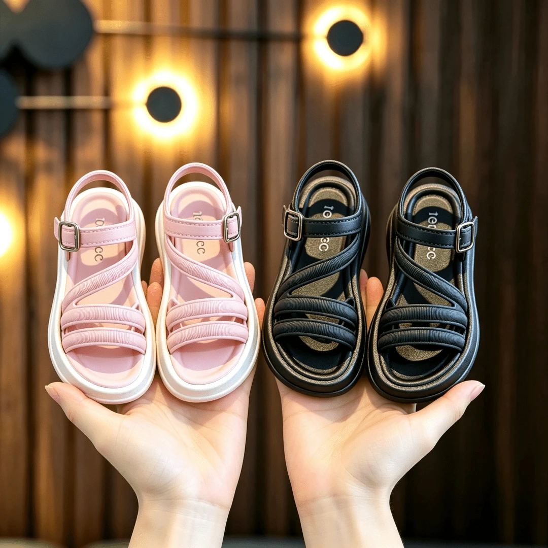 Girls' Casual Fashion Sunny Sandals For Daily Wear - Black - View 1