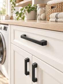 6pcs Black Plastic Cabinet Handles, Suitable For Kitchen, Vanity Drawer, Wardrobe Door And Other Furniture - Multicolor - View 4