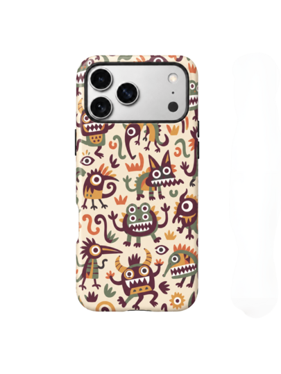 Contrast Color Little Monster Phone Case, Fashion Film + Transparent 2-In-1 Glossy Thick Protective Shell, Compatible With IPhone 12 13 14 15 16 17 18-FL-2LH
