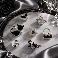 14PCS Black Silver Shoe Charms For Clogs, Cat Star Heart Planet Bag Gem Shoe Decorations, ABS DIY Shoe Accessories For Women Girls - Black - View 2