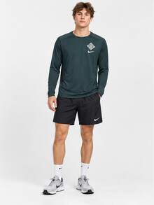 Kaos Lengan Panjang Nike Crew Neck Bergambar Cepat Kering, Hijau Tua, Pria - Hijau tua - View 6