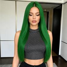 Green 28 Inch Straight Hair Wig For Women, Middle Part No Bangs, Fashionable & Elegant, Soft & Smooth, Suitable For Daily Wear, Halloween Costume, Fits All Women - Green - View 1