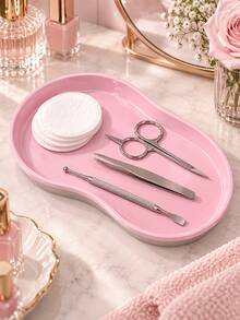 Stainless Steel Nail Art Tool Storage Tray, Multi-Functional Metal Vanity Organizer Box, Suitable For Nail Tools, Jewelry, Cosmetics And Beauty Accessories, Polished Lightweight Display Tray, Suitable For Nail Salons, Bathroom Countertops And Home - Multicolor - View 5