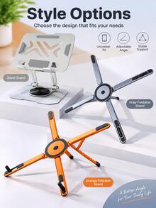 Foldable Laptop Stand, Adjustable Aluminum Alloy Laptop Base, Portable 360 Degree Rotating Computer Stand, Ergonomic Desktop Stand, Suitable For Macbook Laptop Tablet, Height Adjustable Heat Dissipation Design, Travel Office Workstation Accessory, Universal Device Stand - View 10