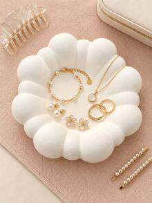 1pc Marshmallow Shaped Jewelry Tray, Decorative Jewelry Storage Dish, Suitable For Rings, Earrings, Necklaces, Bracelets And Keys, Cute Vanity Storage Box, Suitable For Bedroom, Nightstand, Entryway, Desk, Aesthetic Room Decor Gift, Suitable For Women And Girls - Multicolor - View 4