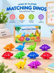 Dinosaur Letter Matching Plug-In Toy Children Cognitive Letter Number Pattern Educational Assembly Early Learning Toy Children Dinosaur Plug-In Matching Toy Letter Number Pattern Cognitive Hands-On Assembly Educational Teaching Aid - Multicolor - View 5