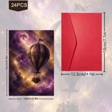 24+1 Red Envelope Dreamy Starry Sky Postcards, Galaxy Theme Greeting Cards, Printed With Cosmic Wonders And "Explore The Universe" Text, Suitable For Friends, Holiday Artistic Style - Sets - View 3