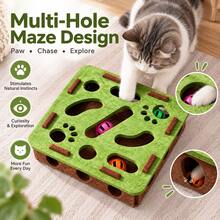 AOSHA Interactive Cat Puzzle Maze Toy With 3 Bell Balls, Felt Hunting & Pawing Enrichment Toy For Indoor Cats, Multi-Hole Boredom Relief Self-Play Toy For Kittens & Adult Cats - View 3
